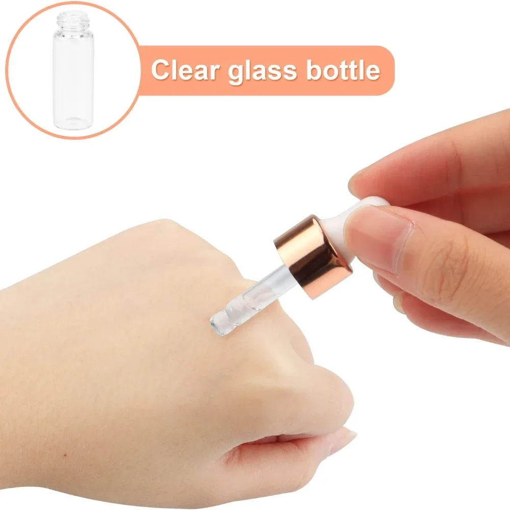 10/20/50pcs Glass Dropper Bottle Travel Glass Vials Cosmetic Sample Container For Essential Oils,Perfume With Glass Eye Dropper