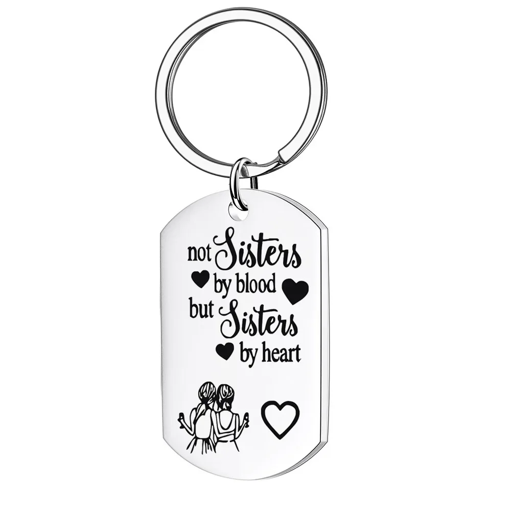 Charm Not Sisters by Blood but Sisters by Heart Friendship Keychain pendant BFF Best Friend Birthday Graduation key chain