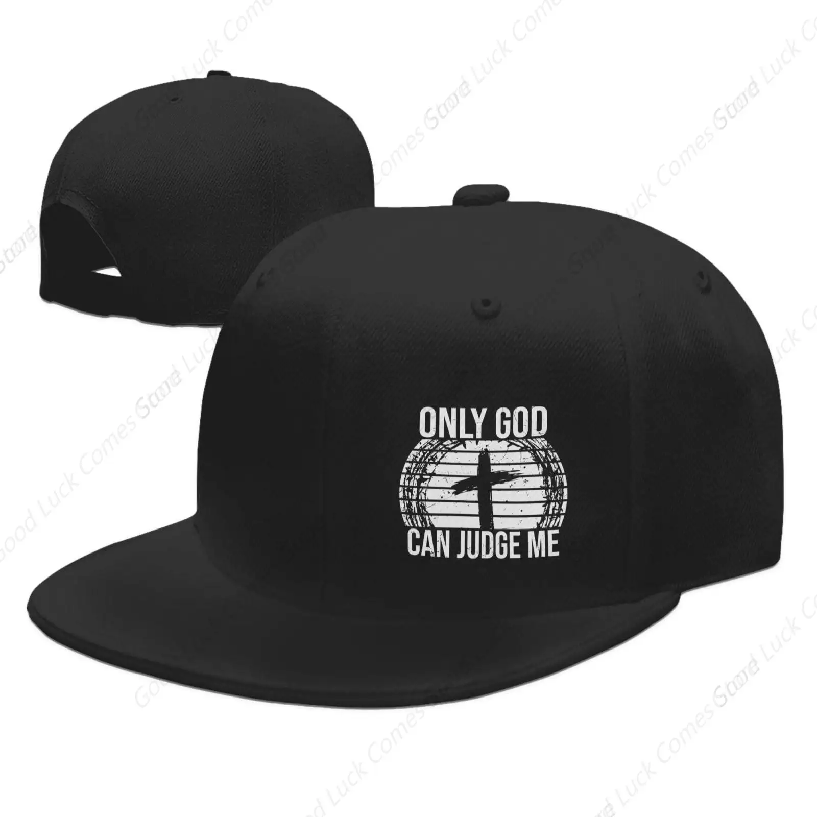 Only God Can Judge Me Flat Brim Bill Baseball Cap Adjustable Funny Sunhat Dad Hat for Men Women