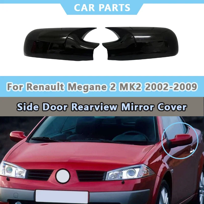 

2pcs Horn Rearview Mirror Cap Reverse Side Wing Mirrors Housing Cover For Renault Megane 2 MK2 2002-2009 ABS Car Accessories