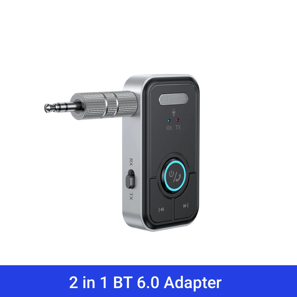 Bluetooth 6.0-Adapter, kabelloser Audio-Sender, Empfänger für Auto, Musik, Kopfhörer, Lautsprecher, AUX-Audio-Adapter mit 3,5-mm-Buchse
