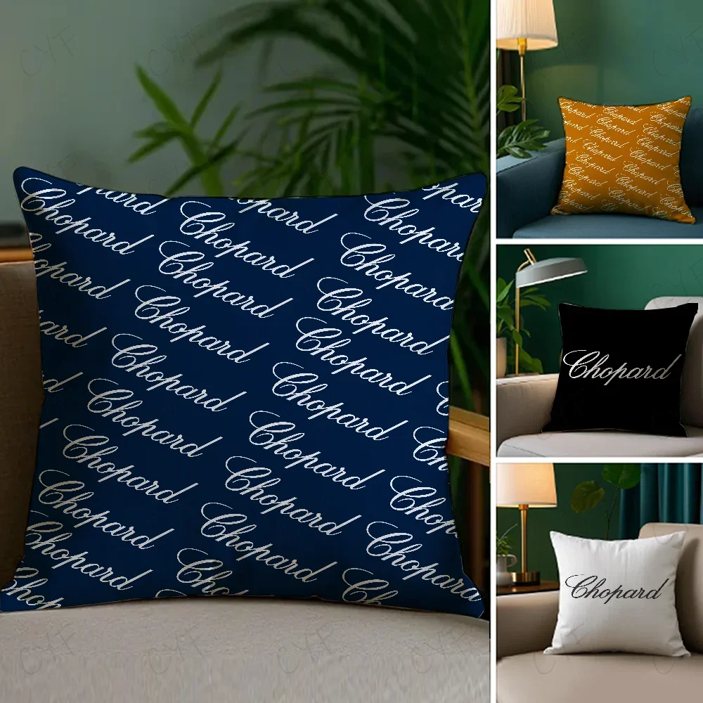 Hot b-brand c-Chopard Pillow Case Anti-dustmite Pillow Invisible zipper silky short plush Sofa cushion cover