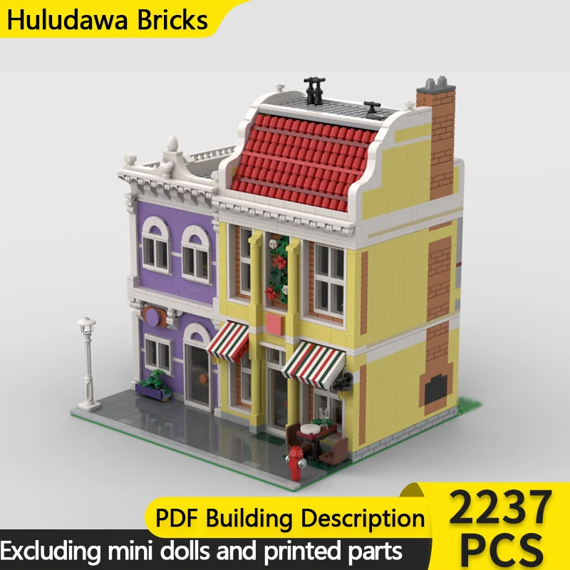 

Модель Street View MOC, строительные кирпичи, пиццерия и портная мастерская, модульная технология, детские праздничные подарки, сборка игрушек, костюм