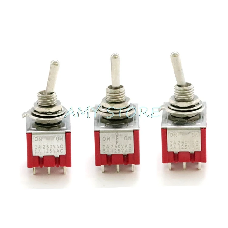 10Pcs 9 Pins Mini 6mm Toggle Switch 3PDT ON-ON/ON-OFF-ON  2A250V/5A125VAC MTS-302 MTS-303