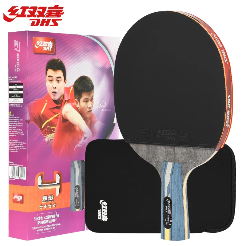 DHS Hurricane Series Table Tennis Racket 4 Star R4006C Professional 5 Wood 2 ALC 3 Ping Pong Paddle Racket Bat Racquet Sports