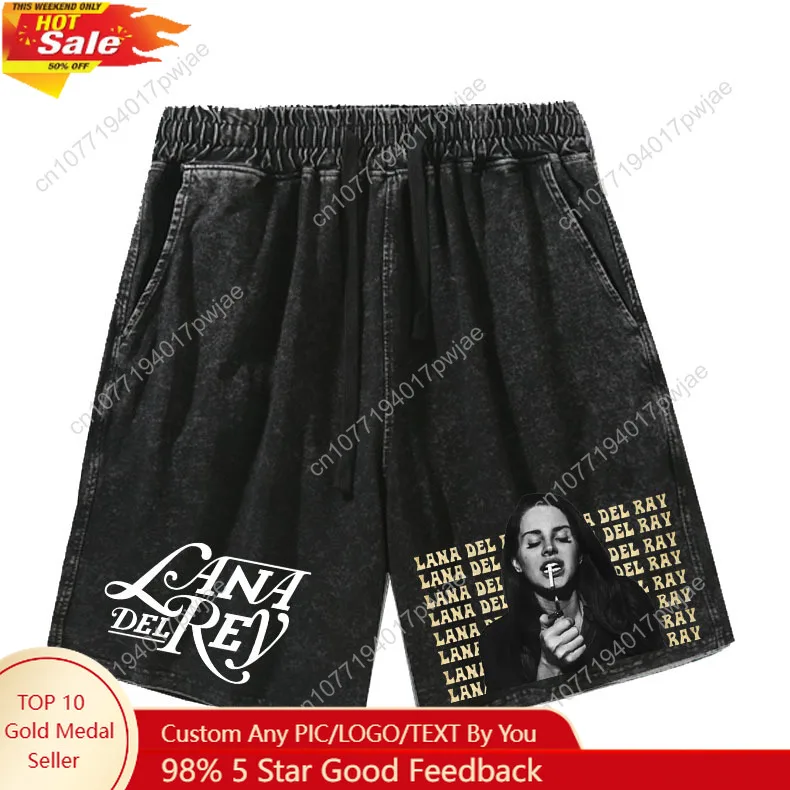 

Lana Dere Singer Shorts Mans Womans Teenager Retro Short Pants Vintage Cotton Elastic Soft Beach Shorts Customized Pants