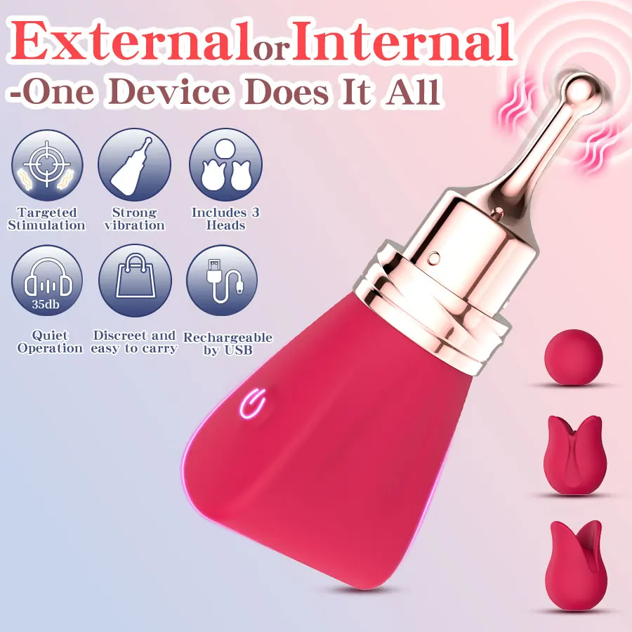Women's Adult Toy Massager Clitoral G-Spot Nipple Stimulator High-Frequency Mini Bullet Vibrator 3 Silicone Massage Heads - view 6