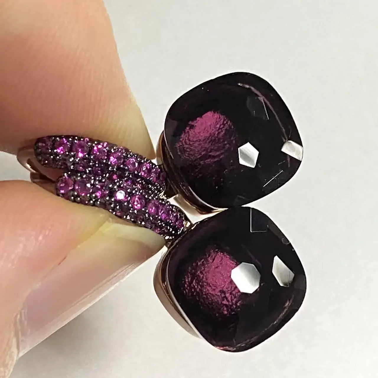

10.6mm Purple Zircon Nudo Drop Earrings Black Gun Plated Candy Square Crystal Jewelry Gift for Women