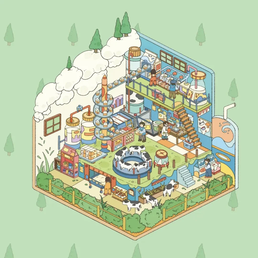 

Остров Мяомяо, большие размеры, пейзажная наклейка, молочная фабрика, коллаж, 3D миниатюрная сцена, сделай сам, наклейка, забавная наклейка для дома