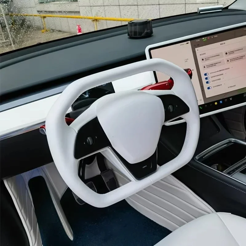 

For Tesla Model 3/Y Pickup Truck Hexagonal Punk Style Steering Wheel Car Modification with Horn Cover！！