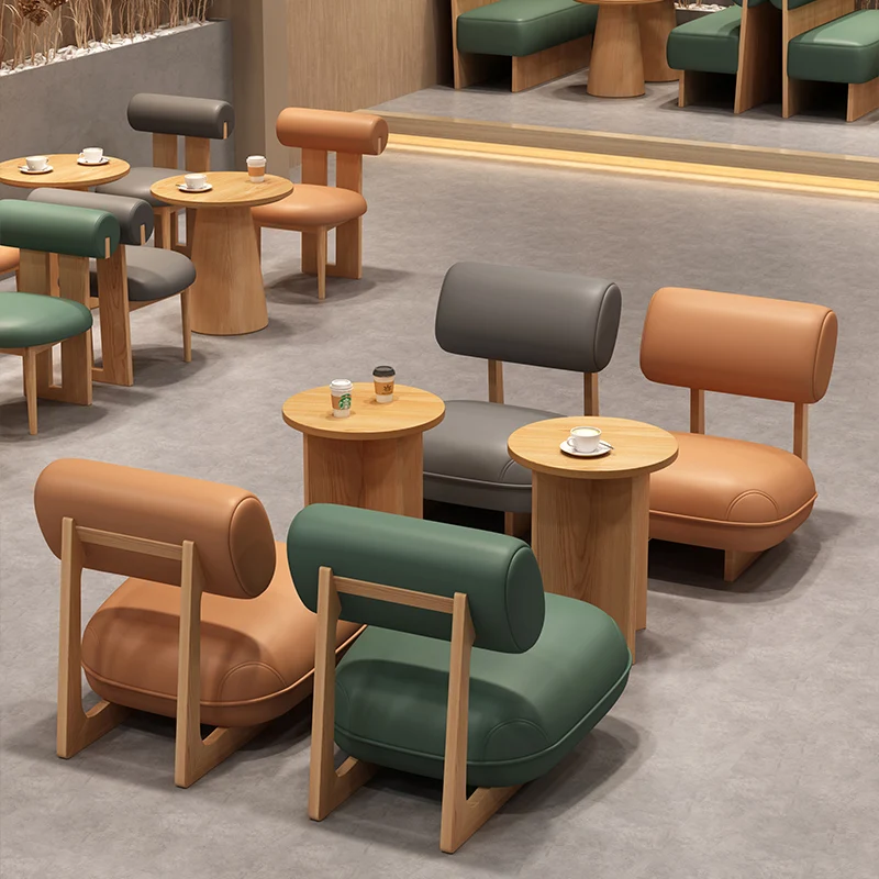 

café table and chair set, high-quality wooden table and leather chairs, simple high-end furniture