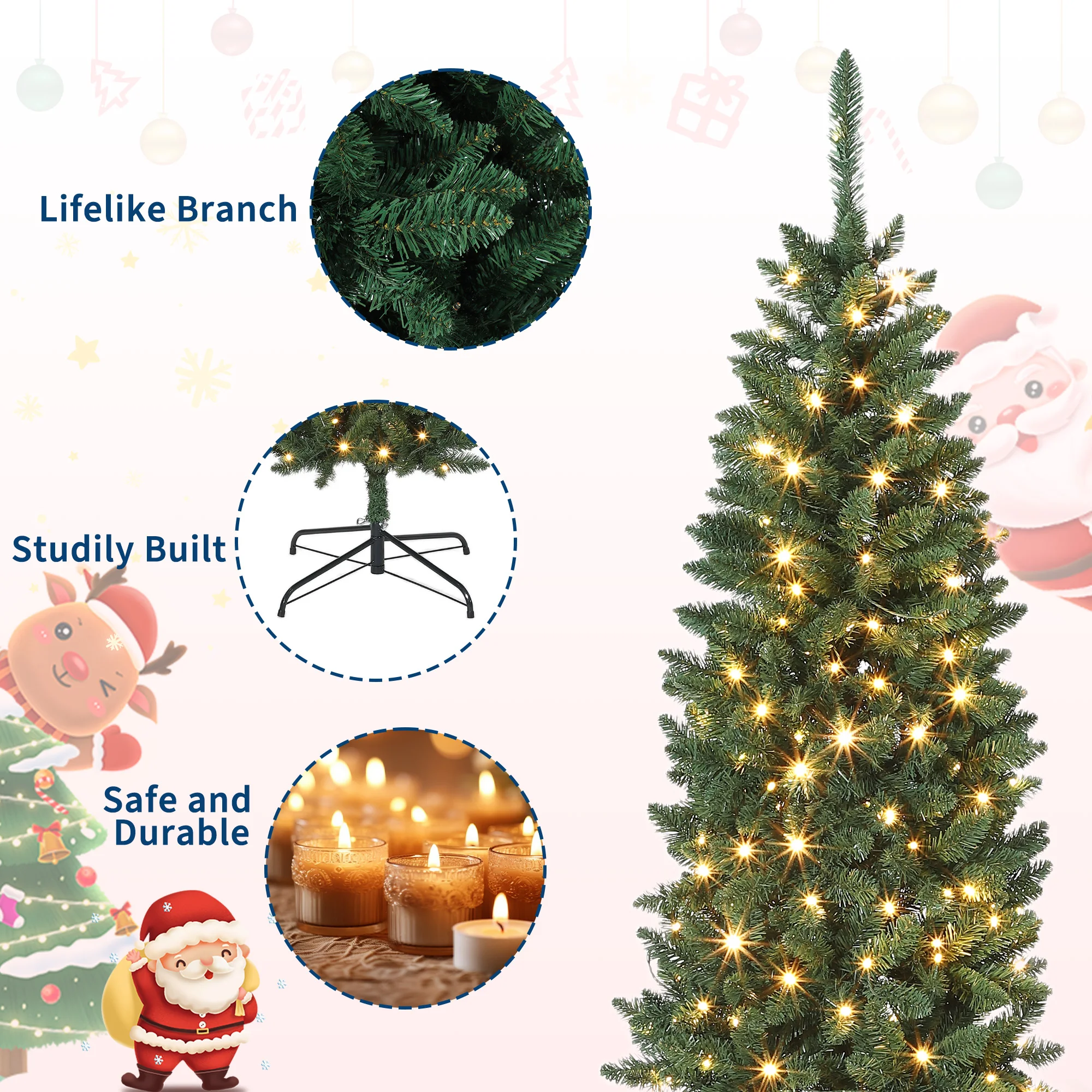 Pre-Lit Pencil Christmas Tree, - огляд і ціна Lighting Decoration Stand