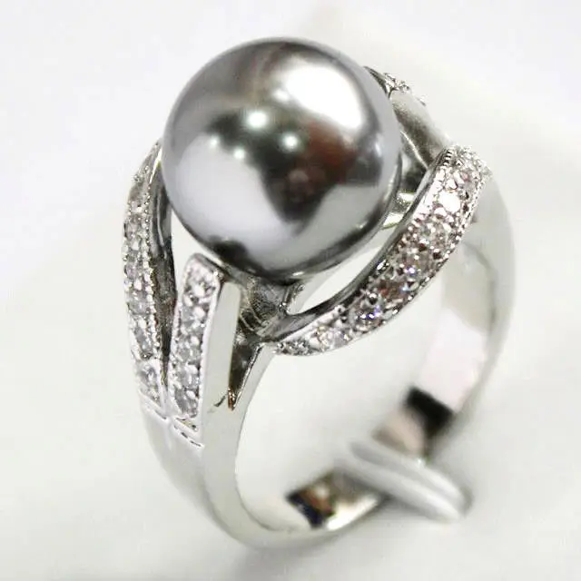 Fashion Women's 12mm South Sea Shell Pearl Gemstone Jewelry Ring Size 6 7 8 9