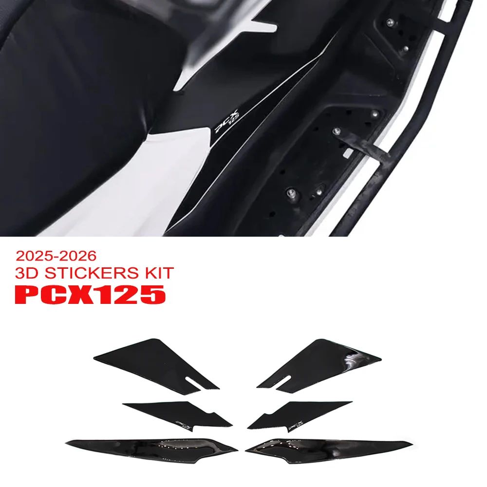Pcx125 New Motorcycle Side Foot Board Black 3D Epoxy Resin Sticker Protection for Honda Pcx 125 2025-2026 Stickers Kit