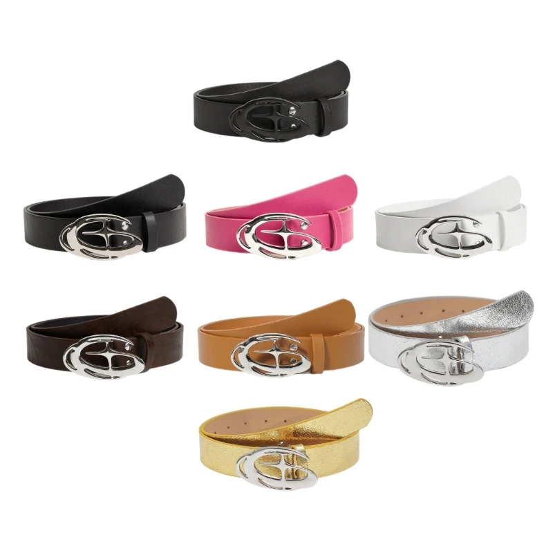 

Waist Belt Lady Round Buckle Classical Skinny Belt for Dress Casual Wear