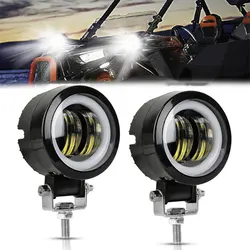 2PCS 3Inch Round Angel Eyes LED light Portable Spotlights 12V 24V Work Lamp Waterproof Motorcycle Offroad Truck Driving Car Boat