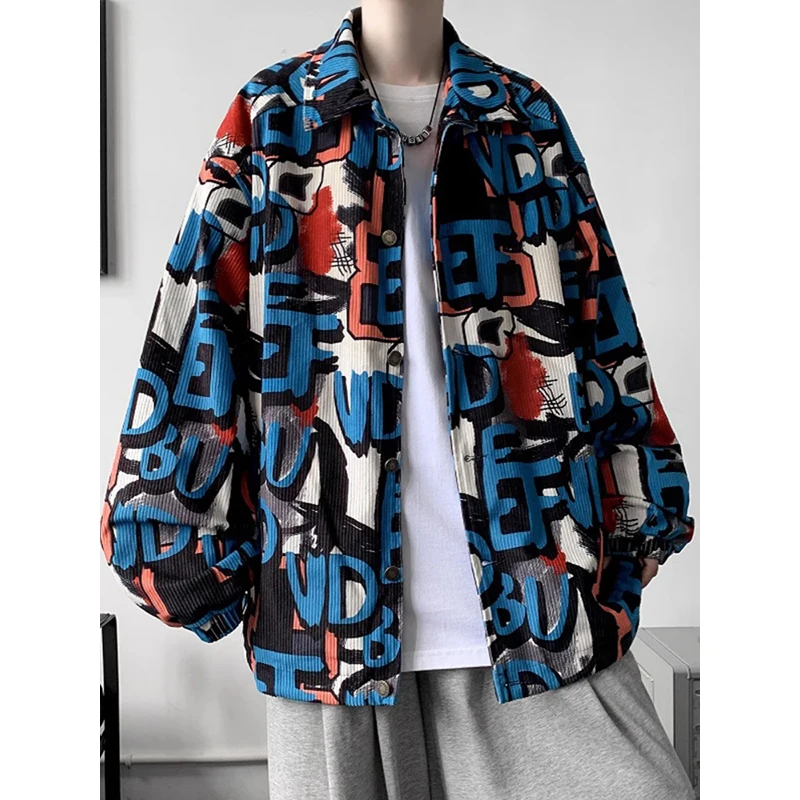 

Autumn Winter Large Size 300 Pou Hong Kong Sle Corduroy Jaet Men's Retro Loose Faion Workwear Trendy irt