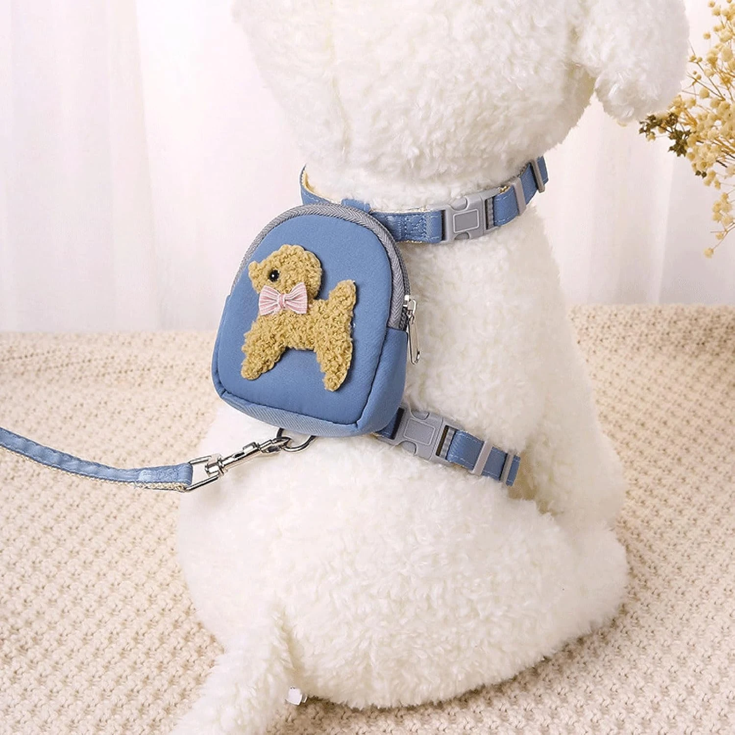 Dog Vest Harness Leash Pet Harness & Leash Adjustable Chest  Collar Puppy Outdoor Walking Leash with Cute Snack-Bag Dog Harness