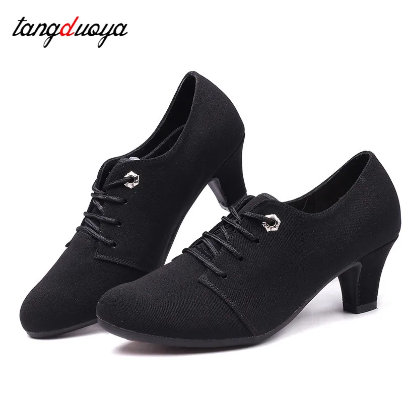 Zapatos de baile latino para mujer, calzado de práctica de salón, tacón alto de 3,5/5cm, suela de goma para exteriores, zapatos modernos para