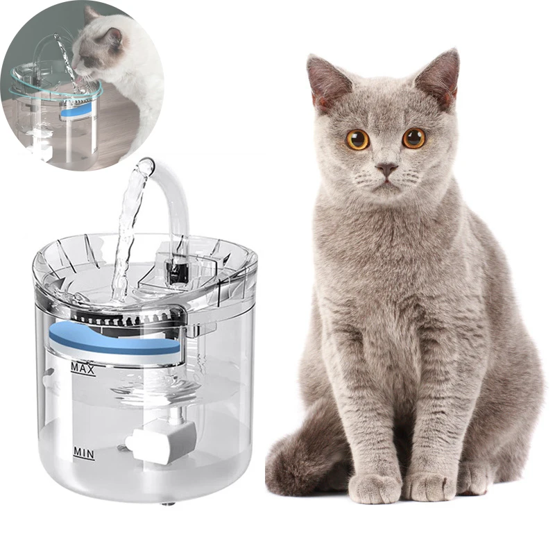 

Automatic Cat Water Fountain With Faucet 2L Dog Water Dispenser Transparent Filter Drinker Pet Sensor Drinking Feeder