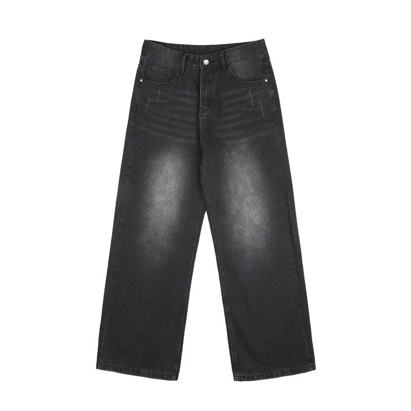 Vintage Loose Fitting Jeans for Men Washed Wide Leg Denim Pants Y2k Oversized Loose Casual Versatile Baggy Straight Leg Trousers