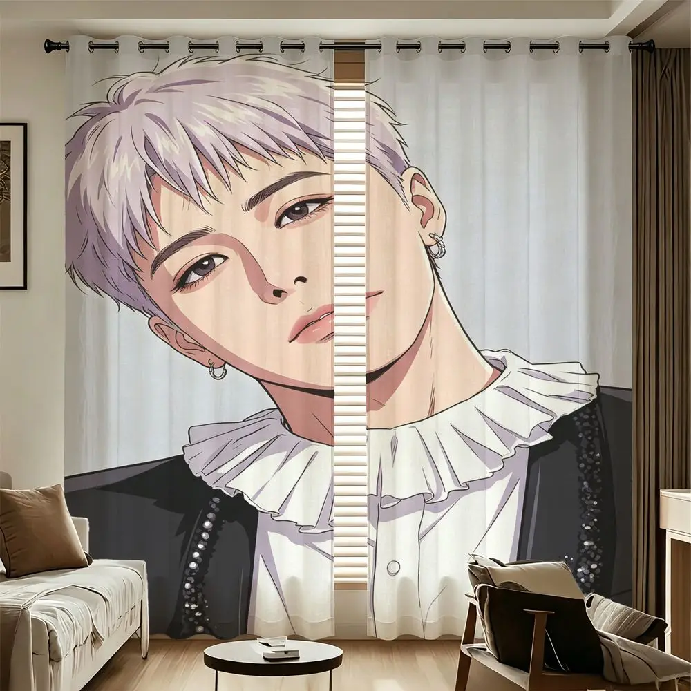 Silver Hair Man Curtains 2 Panels 85% Light Blocking Printed Curtains Darkening Curtains Decoration Curtains Teen Room