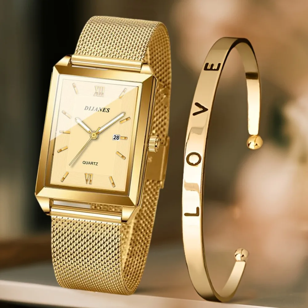 Women's Watch 2pcs Elegant women Quartz Watch Set, Ladies bracelet Fashion Gift for Women