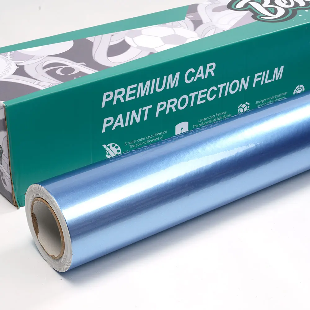 

Factory Price Metallic Car Sticker Self-adhesive Decoration Roll Vehicle Sticker Car Wrap Vinyl PET Metallic Light Blue