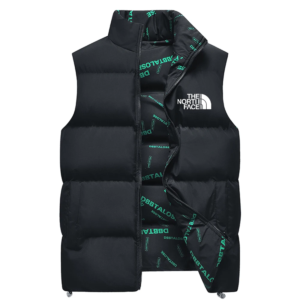 giacca invernale senza maniche con gilet double face da uomo, top sportivo caldo alla moda, giacca casual senza maniche da strada