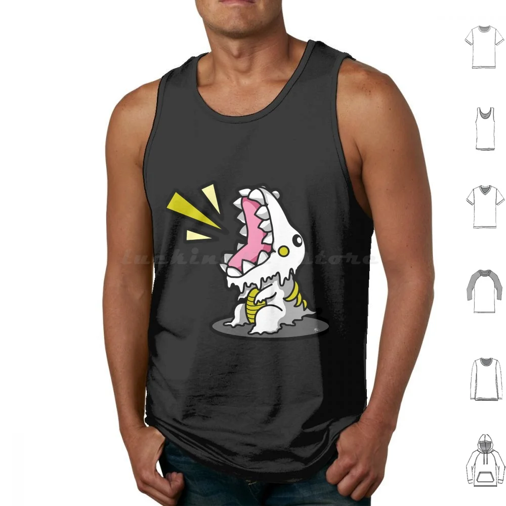 Sm3Gmasaurus Rex White ( Yellow ) Tank Tops Vest Sleeveless Sm3Gmasaurus Cute Dino Dinosaur Dinosaurs Humor Kawaii Popart Pop