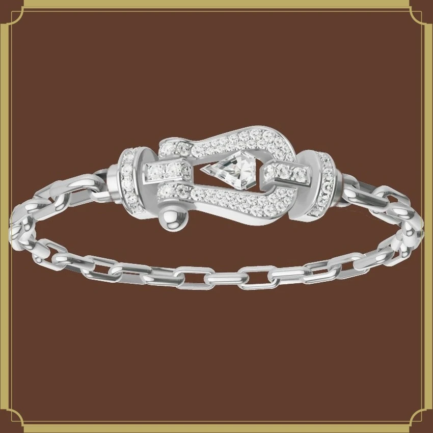 

brez 2026 New 925 Silver Size L Colorful Zircon Chain Buckle Bracelet Female Daily Wear Party Gifts Luxurious Couple Jewelry