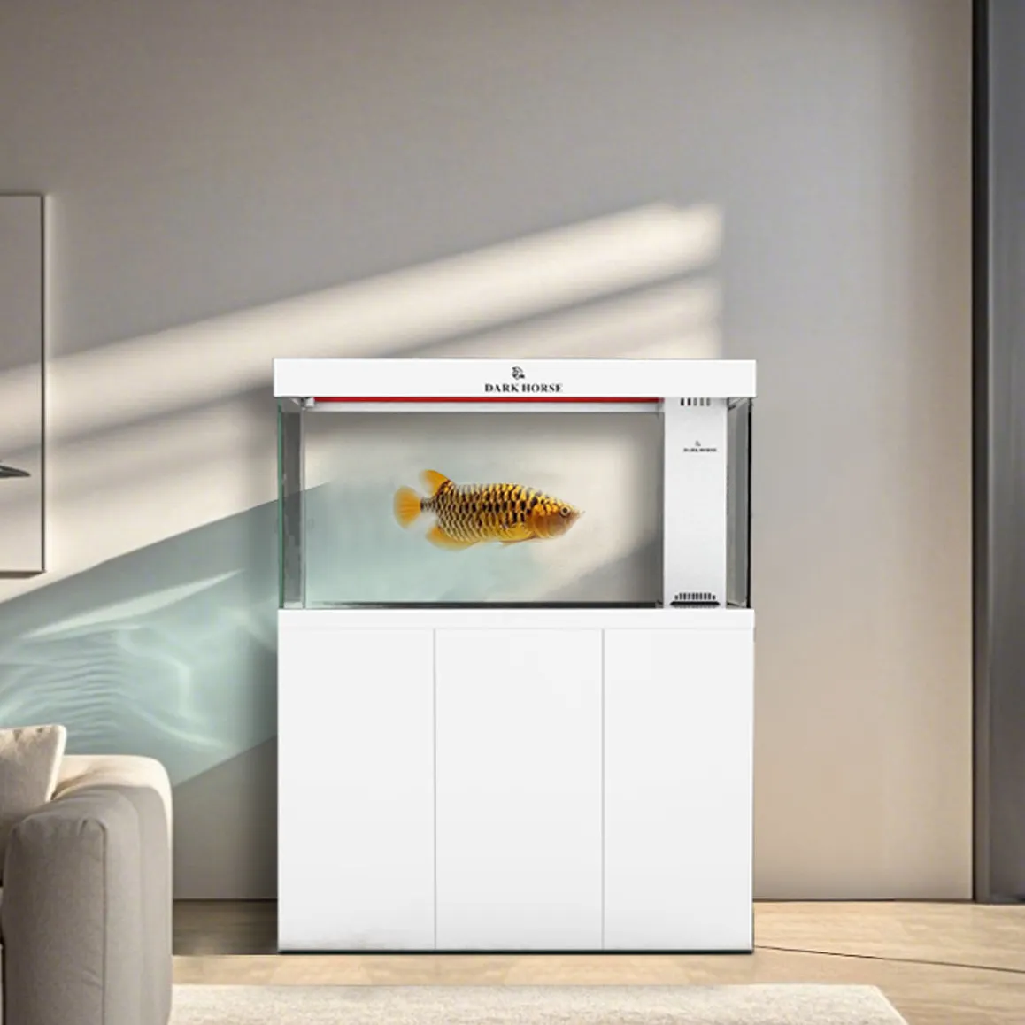 Fish Tank Cyclone Series Modern Light Luxury Arowana Tank High Transparent White Glass Customer Fish Bottom Filter