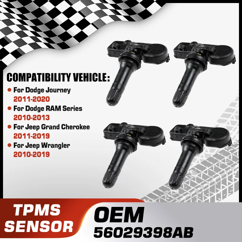 

For Dodge Journey 2011-2020 Dodge RAM Series 2010-2013 Jeep Grand Cherokee Jeep Wrangler 2010-2019 1/4PCS Tire Pressure Sensor
