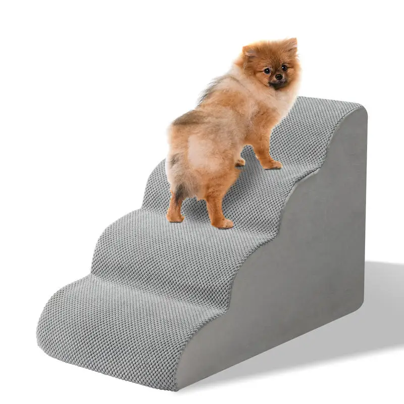 

73*41*50cm, 4-step, Gray, 25D Sponge + Suede, Removable Lining, Pet Climbing Ladder