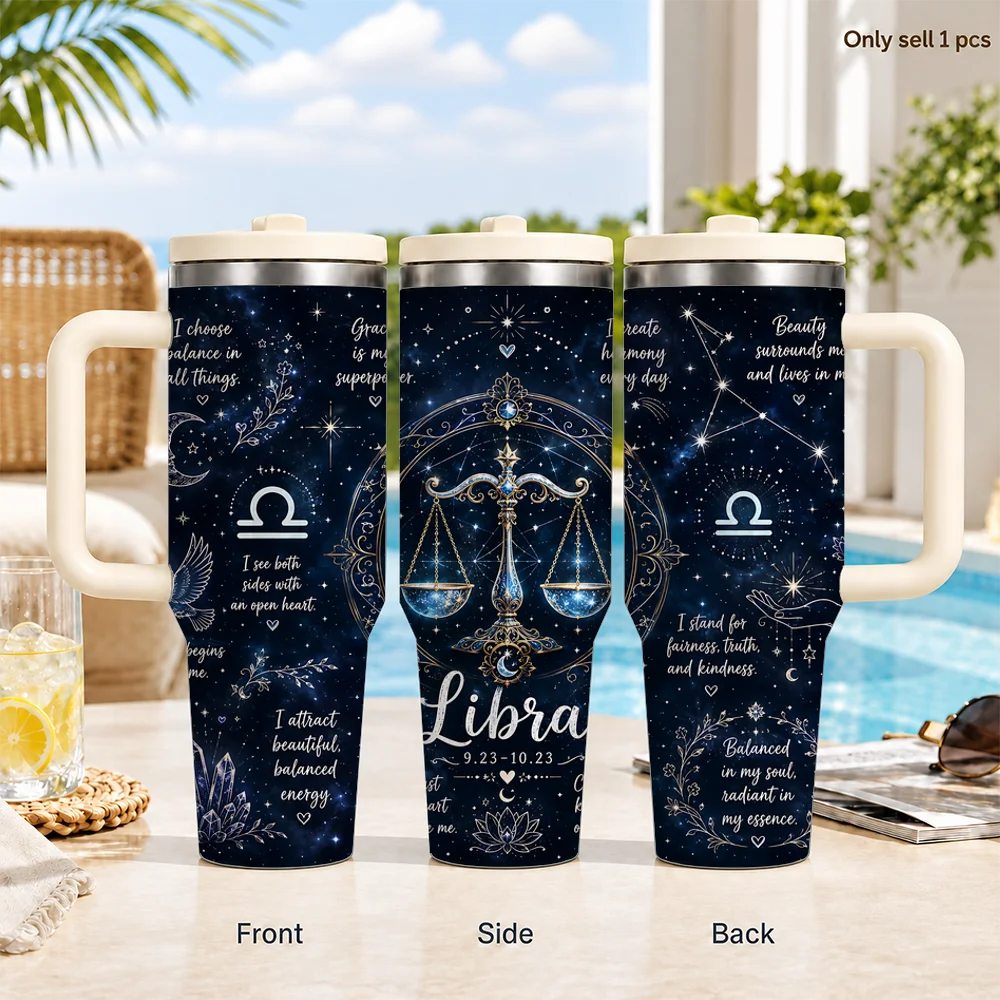 Constellation Series Vacuum Flasks 40oz Insulated Stainless Steel Tumbler Leakproof Straw Lid & Grip Handle Travel Cup