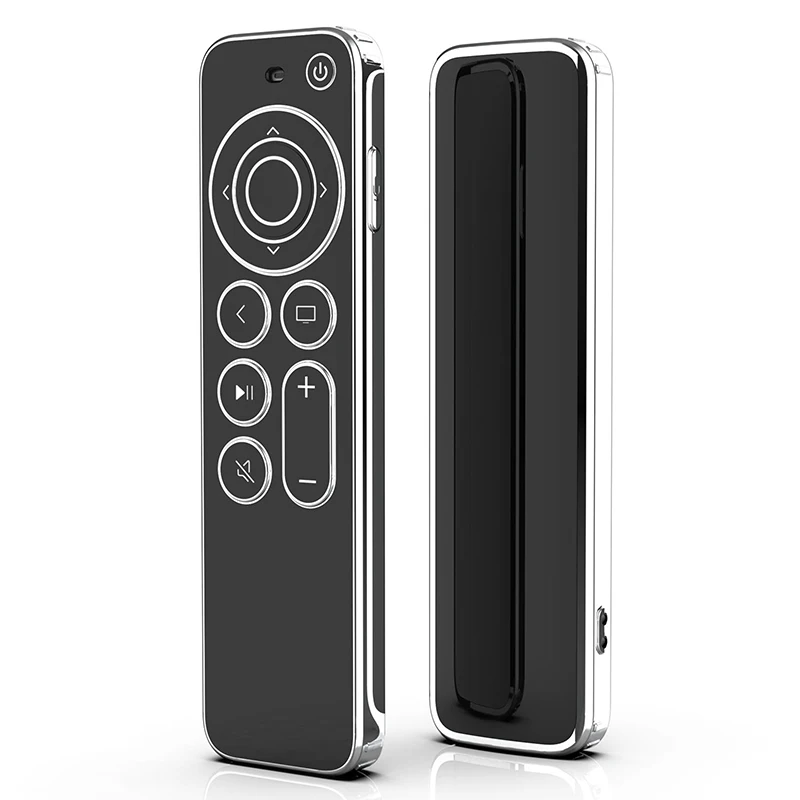 TPU Silver Edge Case Compatible With Apple TV 4K/HD Remote Control Prevent Scratches Drop Protection Transparent Protective Case