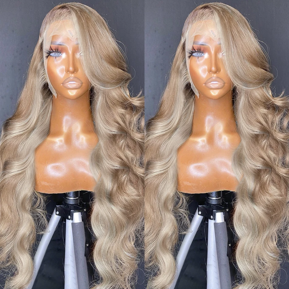 30 Inch #P18/613 Original Blonde Highlight Glueless Body Wave Lace Front Human Hair Wig 13x4 13x6 Lace Frontal Wigs for Women