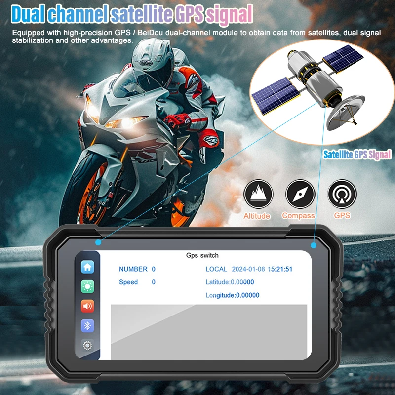 オートバイ用のポータブルGPSナビゲーション,CarPlay画面,ワイヤレスAndroid自動モニター,DVRレコーダー,6.25インチ