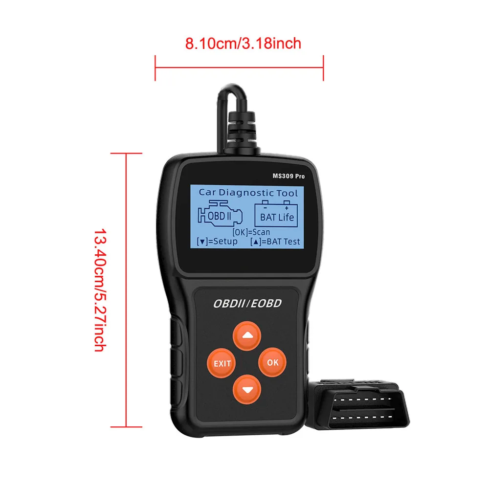 OBD2 Scanner Live Data Code Reader Multi-language Car Diagnostic Tool Check Engine System Battery Tester MS309PRO