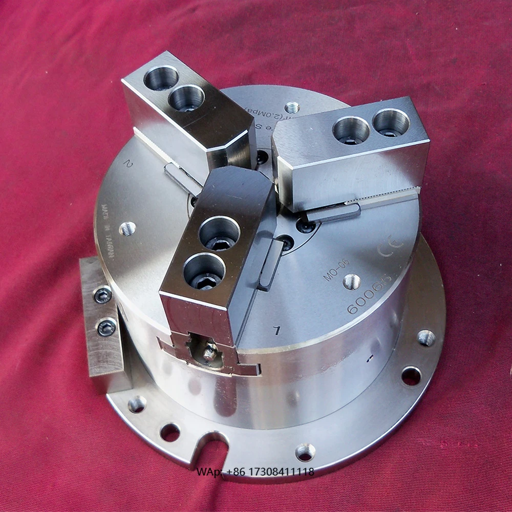 Acessórios de mandril de energia oca de fixação hidráulica pneumática de 3 mandíbulas para usinagem vertical 6 Polegada MO-04 06 MOT-04 06
