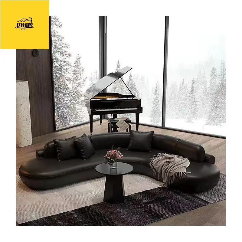L-shaped sofa living room, hotel lobby, beauty salon, sofa office, high-end lounge area