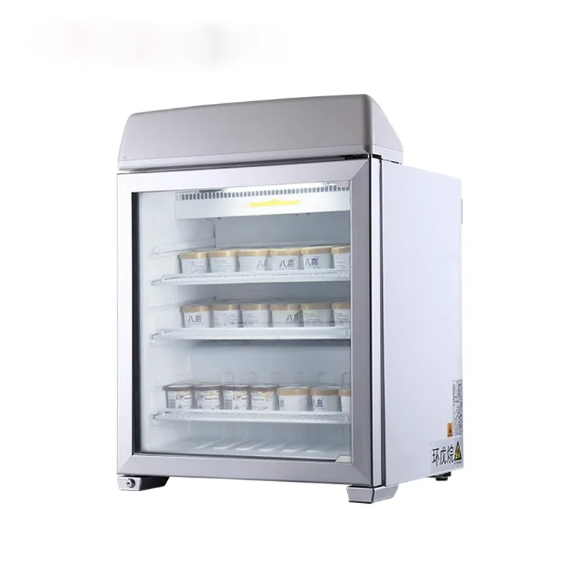 Small freezer, commercial ice cream display cabinet, air-cooled, lockable door