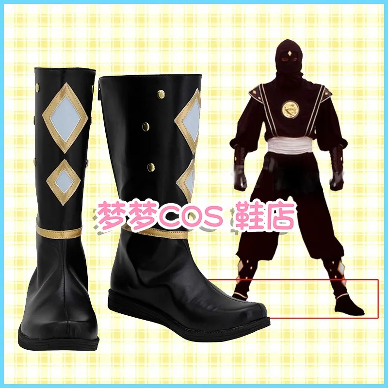 سوبر سينتاي نينجا سينتاي كاكورانجر نينجا الأسود تأثيري أحذية أحذية أزياء الهالوين الإكسسوار حسب الطلب