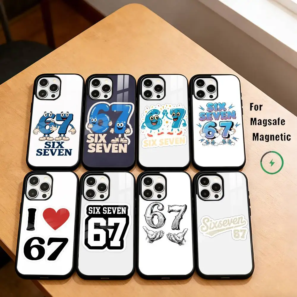 

Six Seven 6 7 Phone Case For iPhone17,16,15,14,13,12,11 Plus,Pro Magnetic For Magsafe Wireless Charging