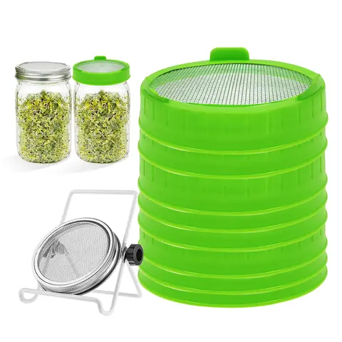 86mm Wide Mouth Sprouting Jar Lids with Stainless Steel Screen Seed Germination Kit for Alfalfa Bean Sprouts Maker Seedling Tray