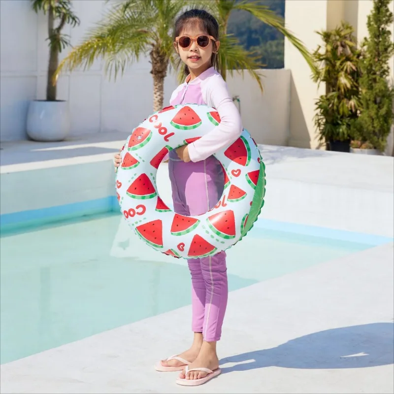 Juguetes inflables con estampado de sandía, anillo flotante, piscina al aire libre de verano, playa, accesorios de piscina a prueba de fugas, tubo de natación, juguetes acuáticos