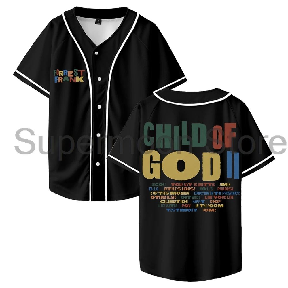 Forrest Frank Child Of God II Tracklist Baseball Jersey V-Neck Short Sleeve Button-up Shirts Women Men Streetwear Tops