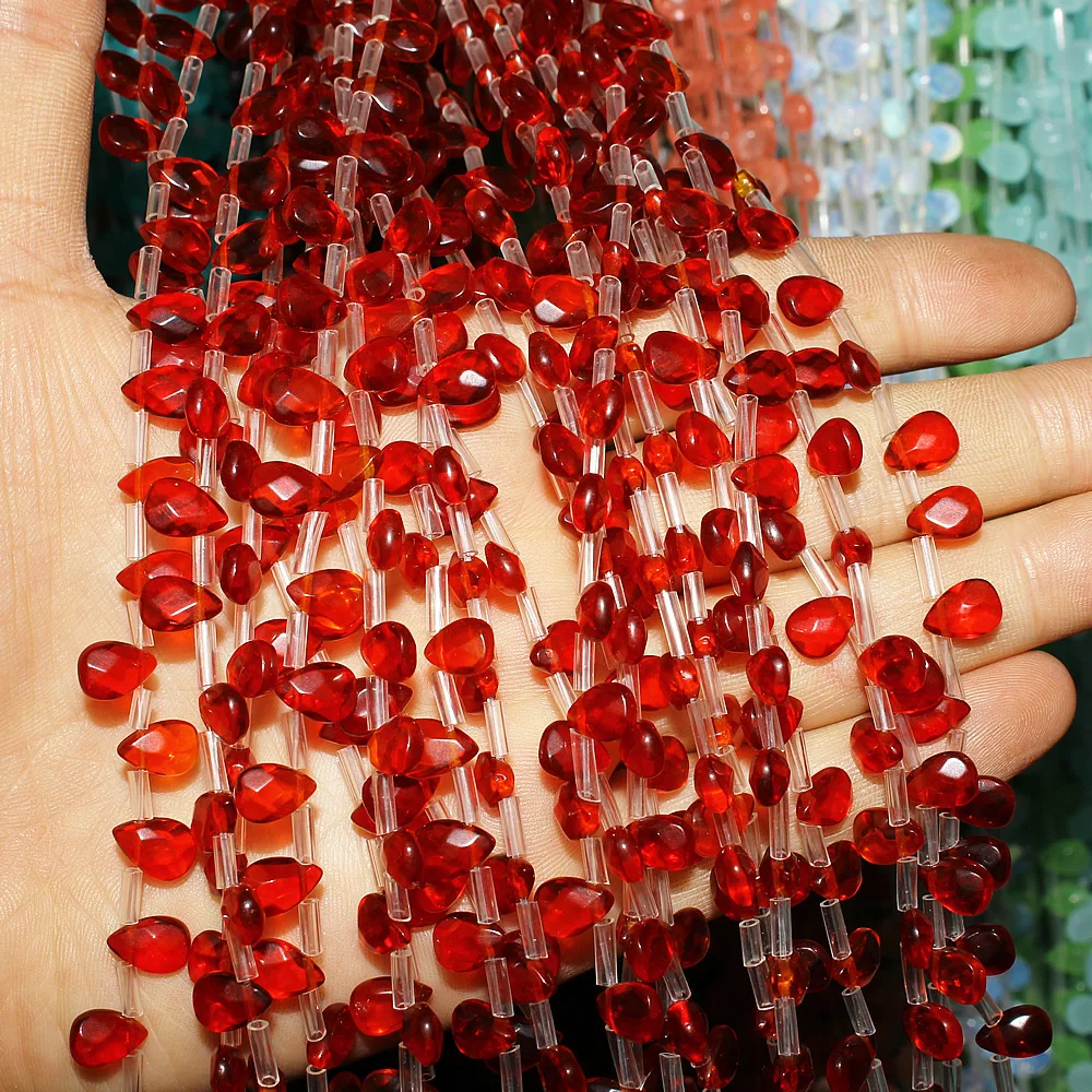 Natural Stone Loose Beads Crystal Aventurine Lapis Lazuli 7*9mm Drop-shape Beaded for Jewelry Making DIY Bracelet Necklace Parts