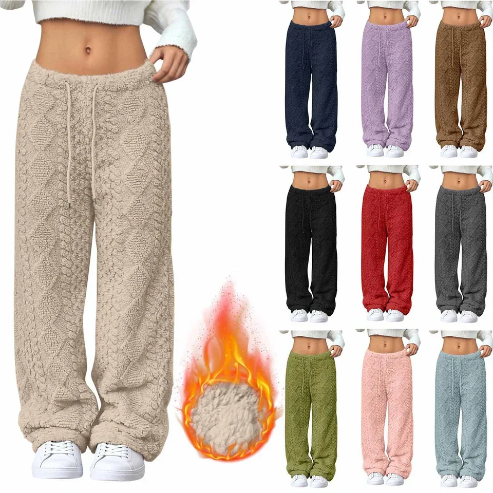 Autumn Winter Solid Low Waist Pants Fashionable Plush Casual Versatile Trouser Loose Comfortable Plush Warm Pants For Women