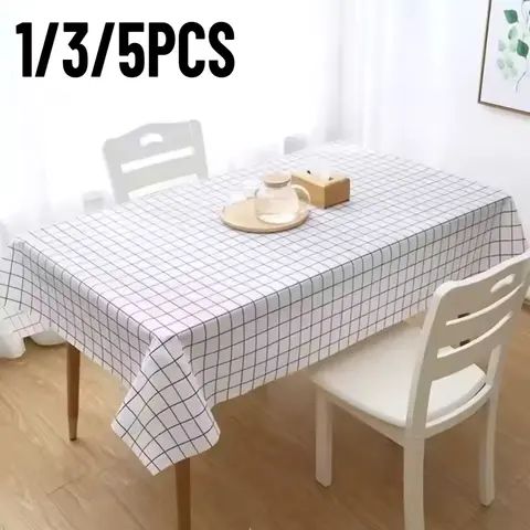 1/3/5PCS Disposable Checkered Tablecloth Plastic Tablecloth Birthday Party Wedding Picnics Travel Christmas Home Decoration